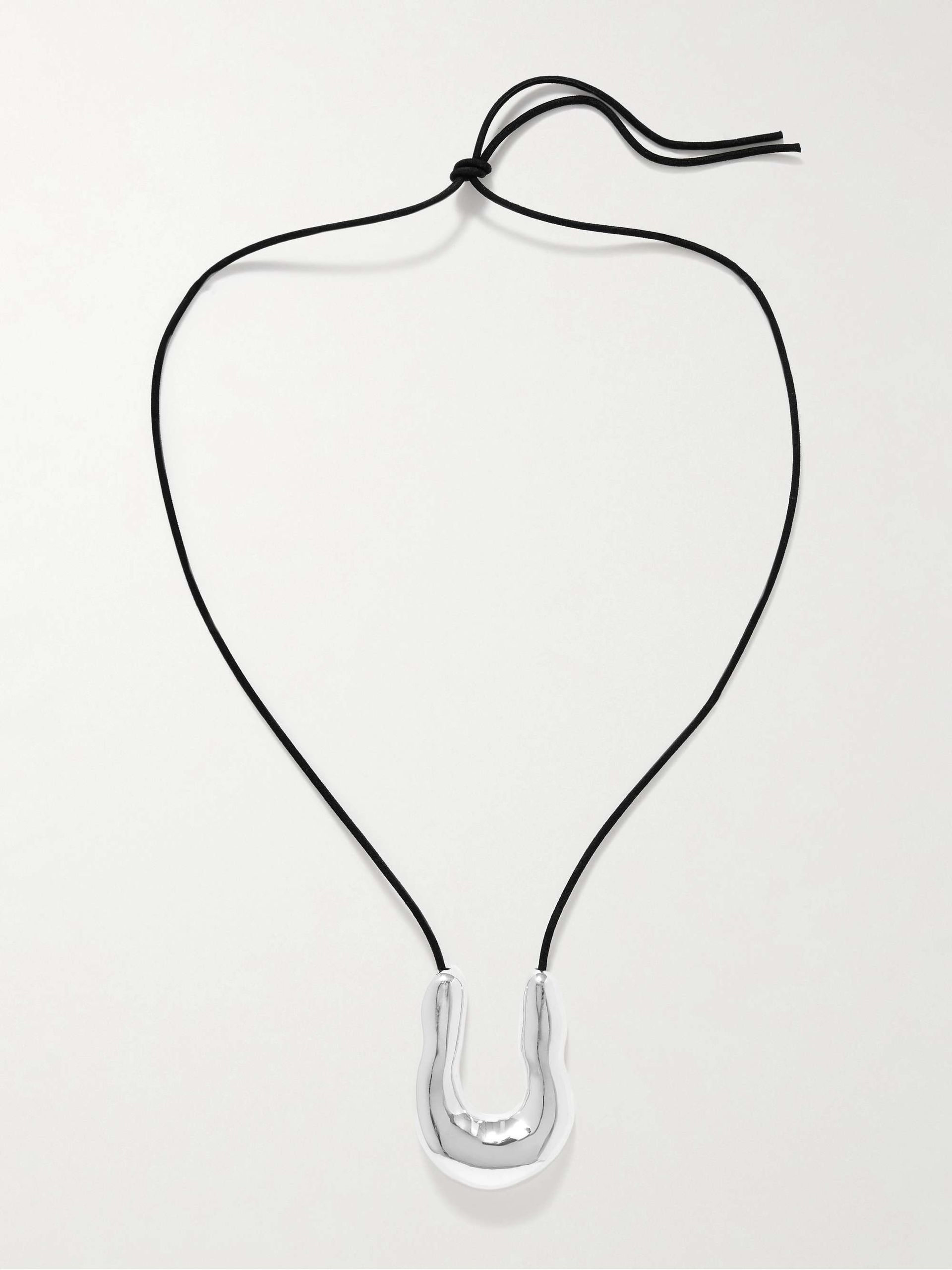 Large Wishbone Suede and Sterling Silver Necklace