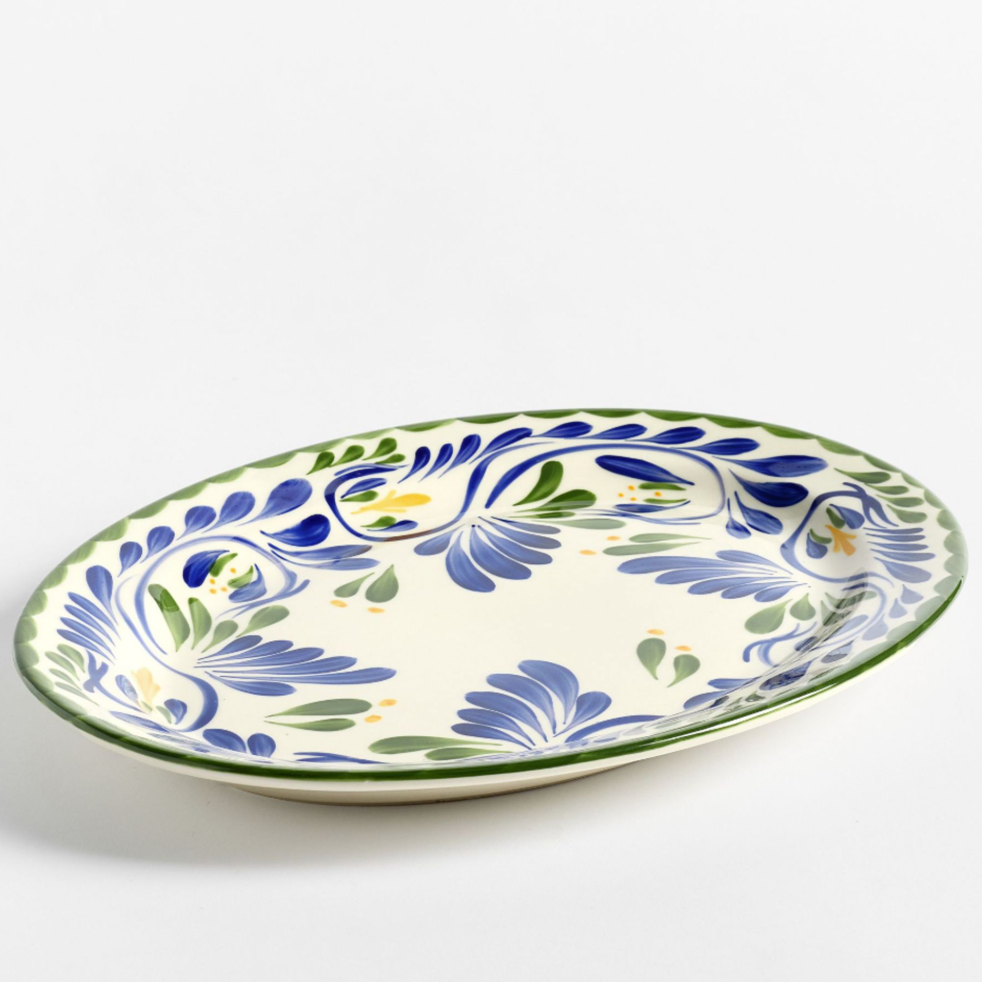 Blue green and white Mediterranean style serving platter 