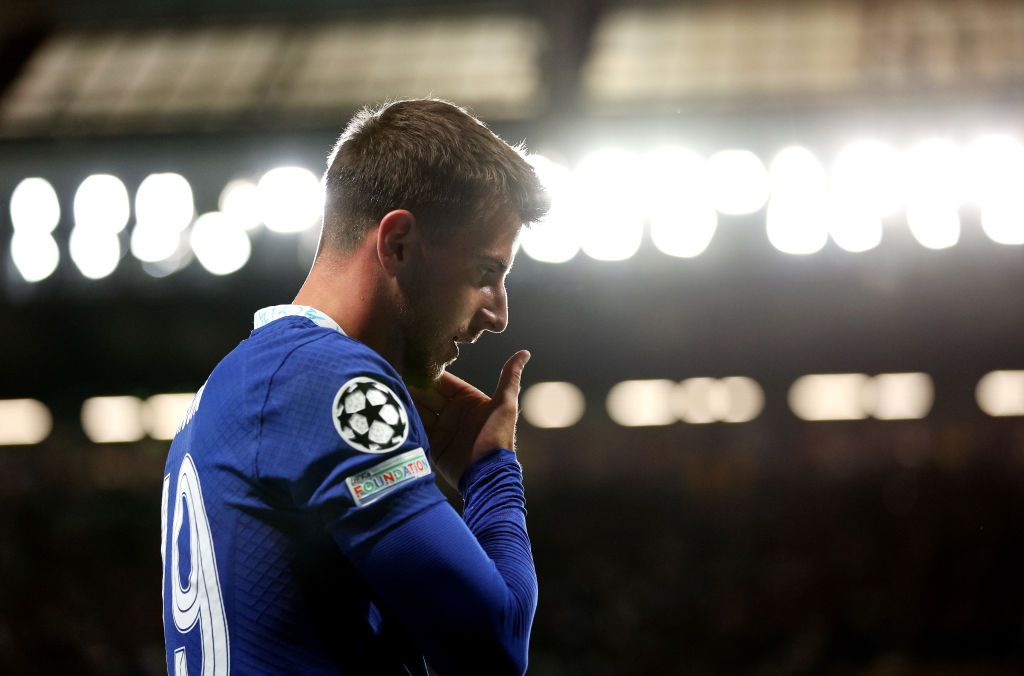 Chelsea star and Liverpool target Mason Mount reacts during the UEFA Champions League group E match between Chelsea FC and FC Salzburg at Stamford Bridge on September 14, 2022 in London, England.