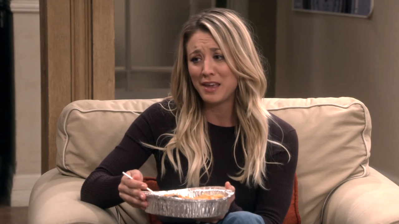 penny eating takeout on the big bang theory
