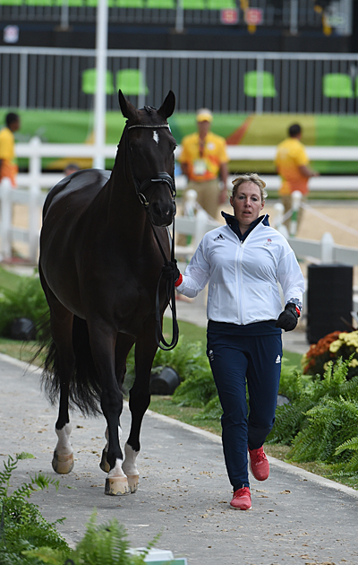 Fiona Bigwood GBR riding Atterupgaar DS Orthilia , during the Horse Inspection of Dressage horse for the Dressage Competition at the Olympic Equestrian Eyestrain Centre in Deodoro near Rio, Brazil on 8th August 2016