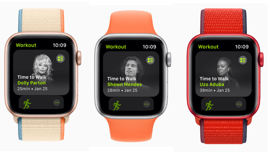 Three Apple Time to Walk broadcasts on Apple Watches