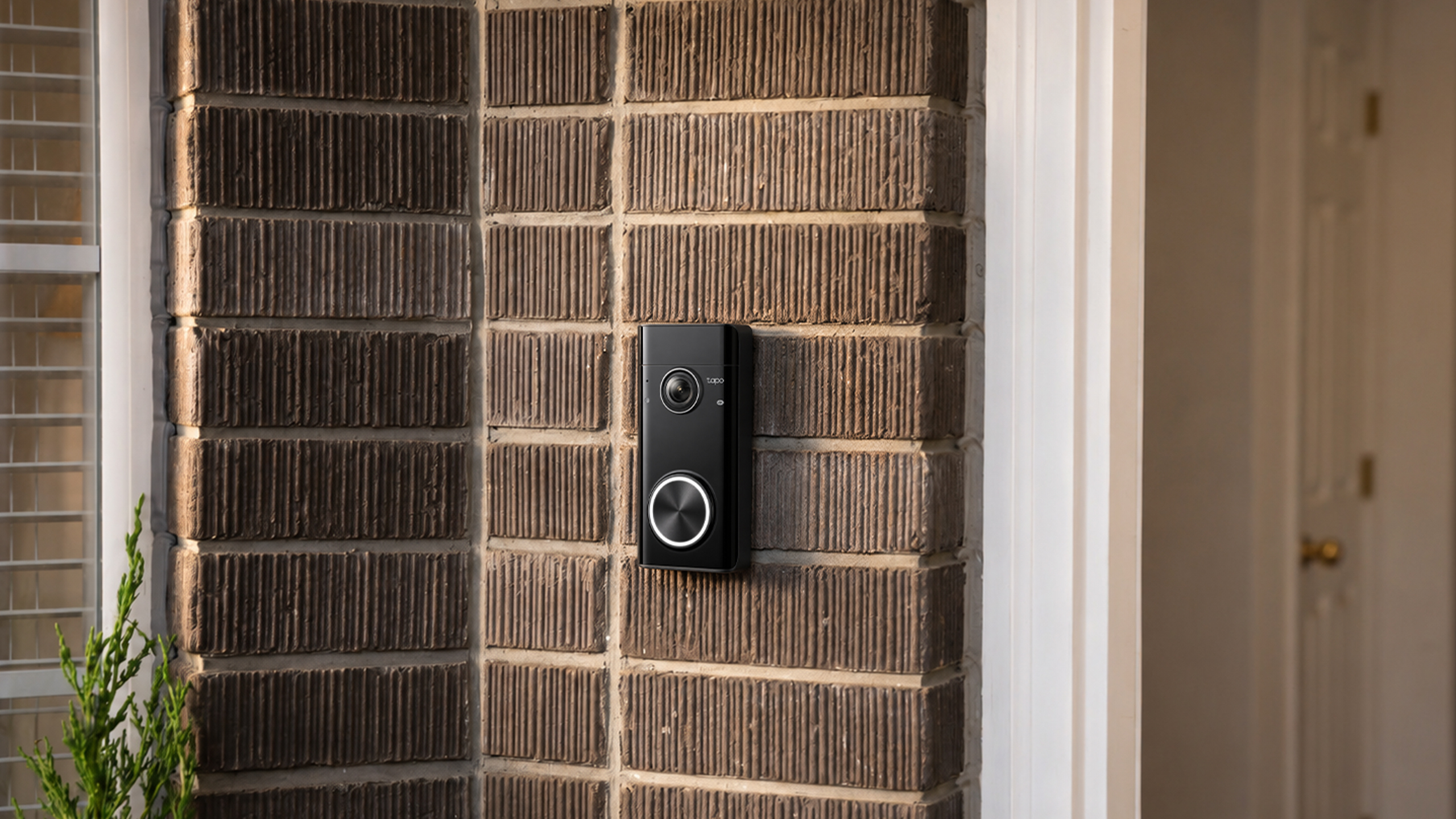 The Tap D260 doorbell mounted on a wall