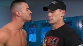 Theory threatening John Cena at Monday Night Raw on WWE