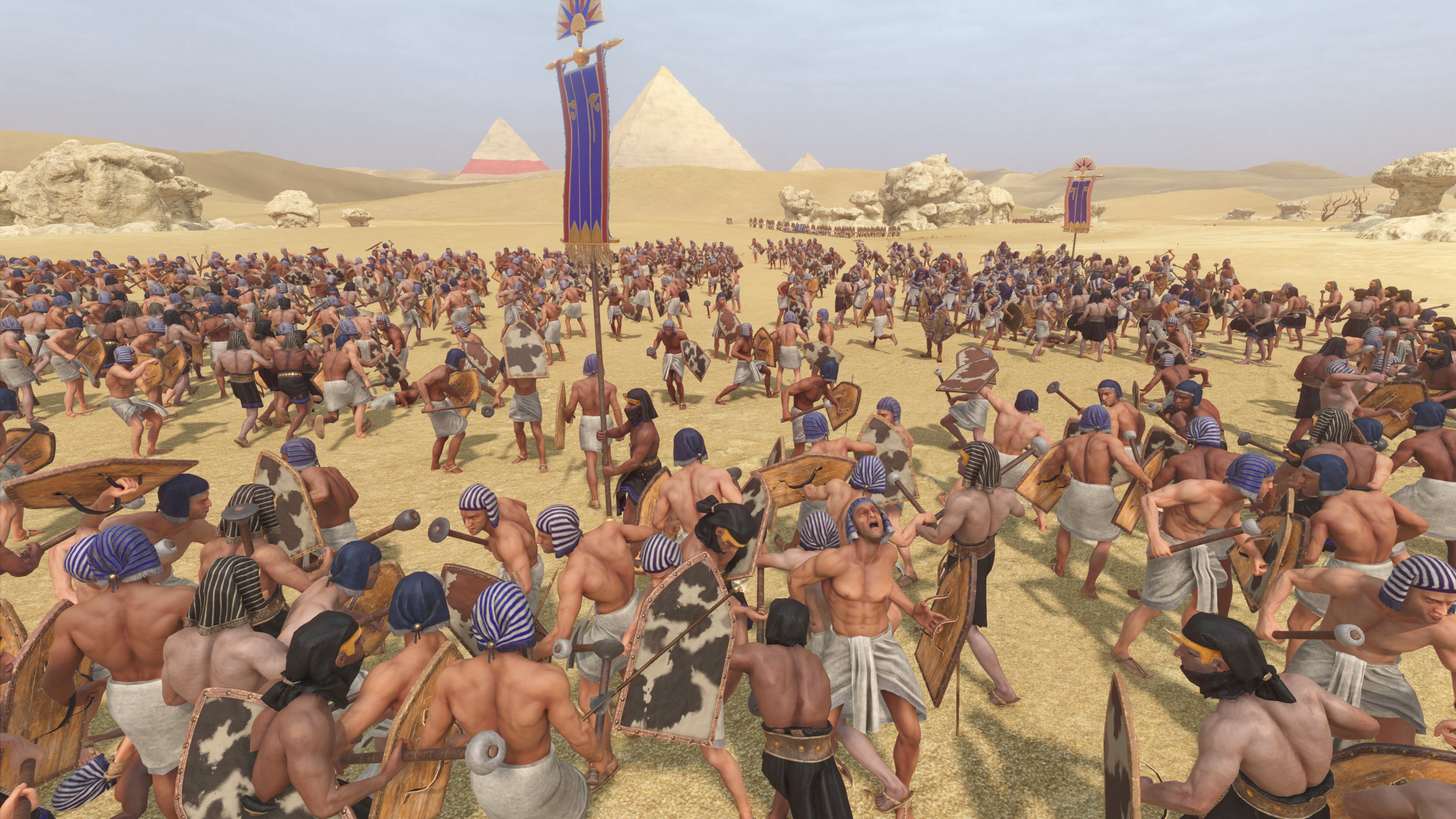 A large battle in Total War: Pharaoh.