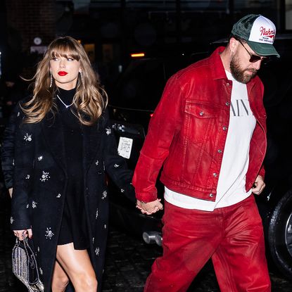 Taylor Swift and Travis Kelce are seen on December 28, 2024 in New York City.