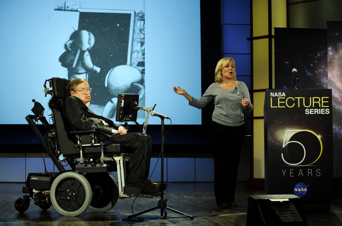 Stephen Hawking Speaks During NASA Lecture Series