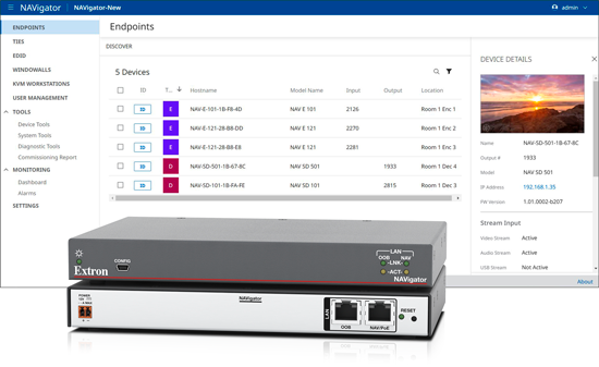 The new Extron capabilities for NAV. 