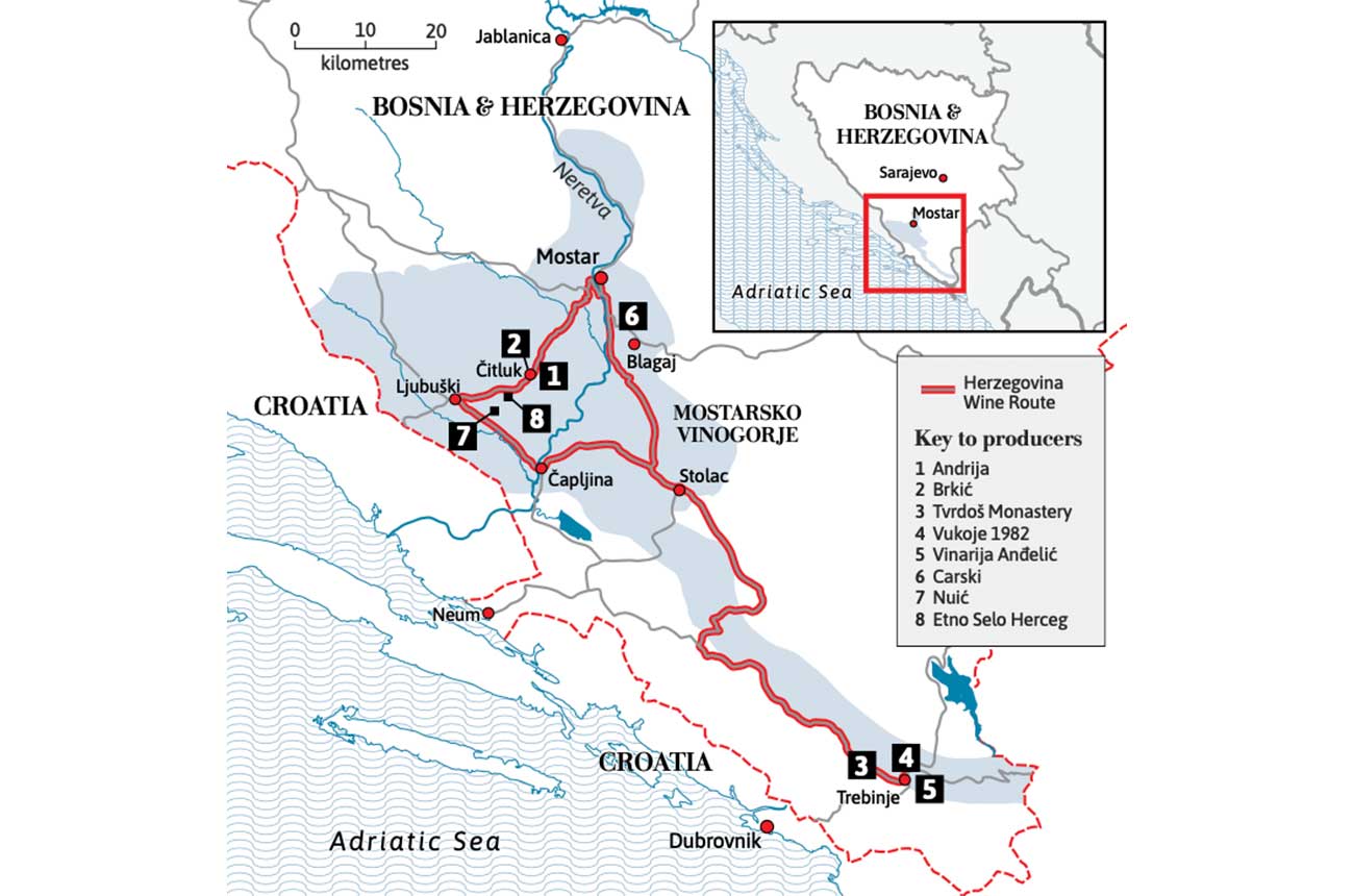 Illustrated map of Herzegovina