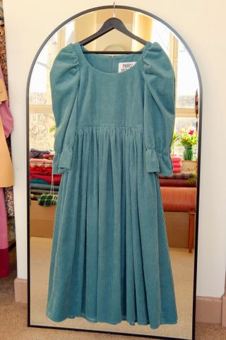 Ready-To-Wear: Margot (3/4 Sleeve) in Victorian Teal Corduroy, Size 10 | Mary Benson