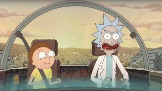 Rick and Morty inside of Rick's spaceship
