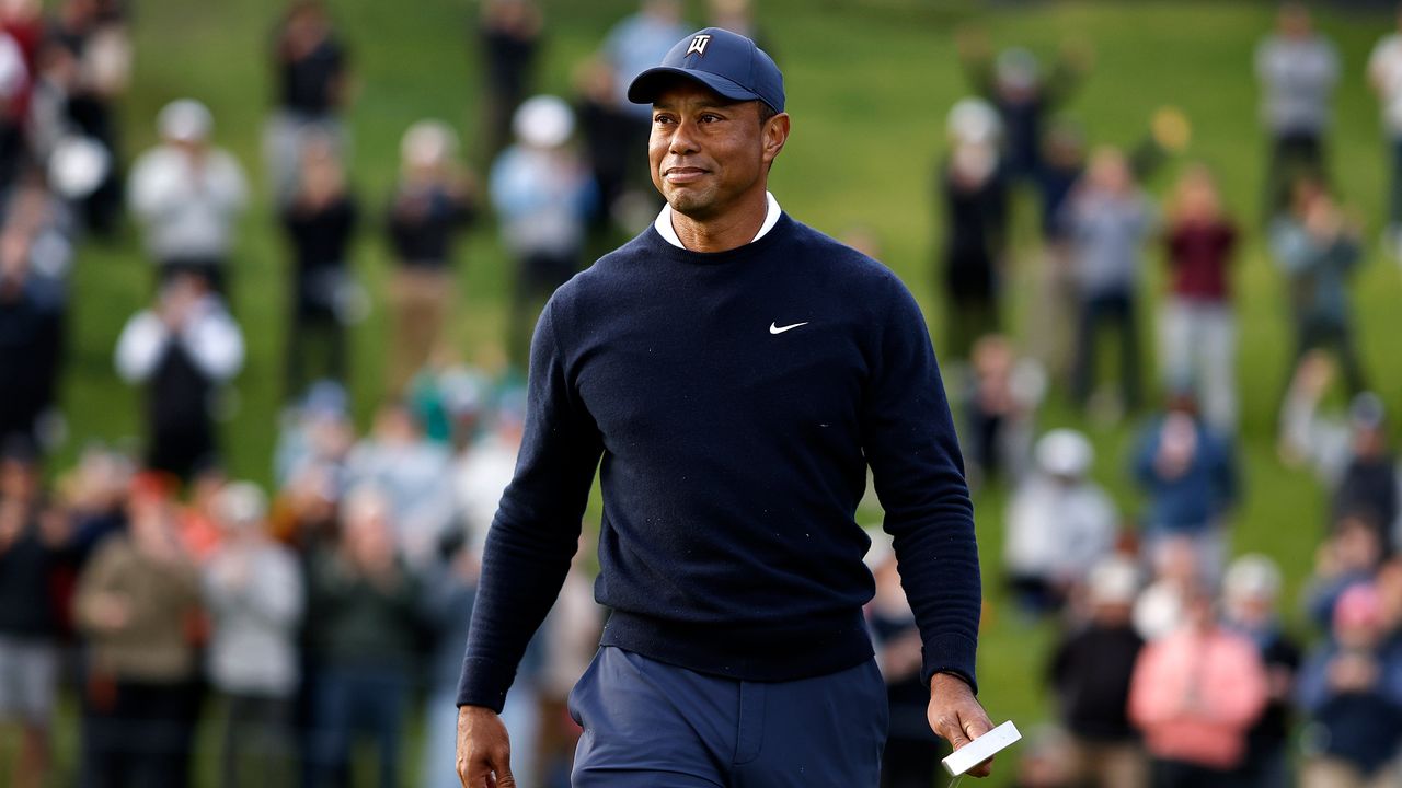 Tiger Woods smiles during a PGA Tour event