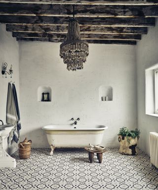 Rustic bathroom ideas: Mediterranean Evora Luxury Vinyl Tile by Carpetright