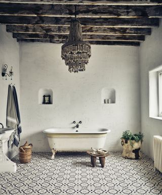 Mediterranean Evora Luxury Vinyl Tile in bathroom by Carpetright