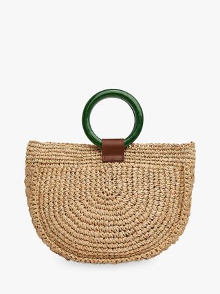 Whistles Selby Straw Half Moon Bag