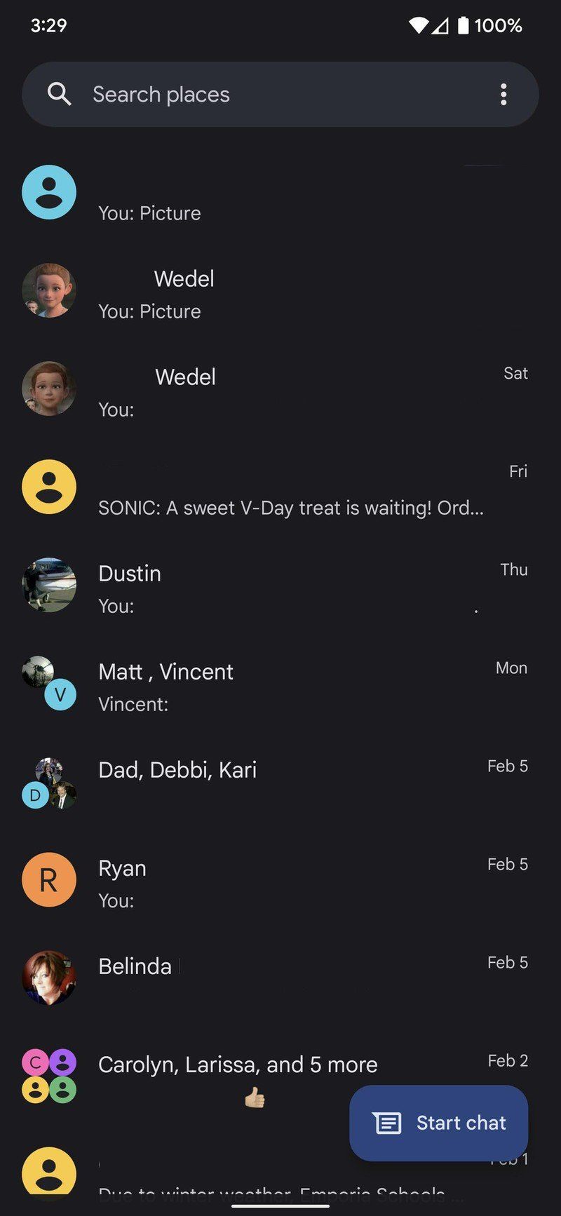 Google Pixel 6 Pro Messages Screenshot