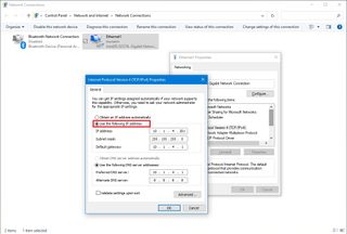 Static IP address configuration