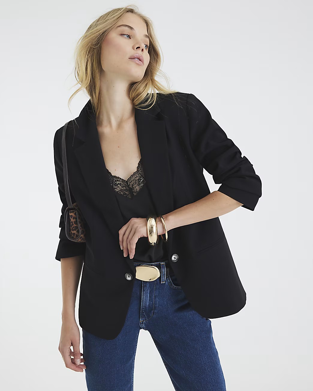 River Island + Plus Khaki Oversized Blazer