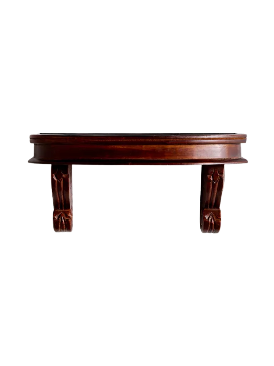 Large Corinne Carved Mango Wood Wall Shelf