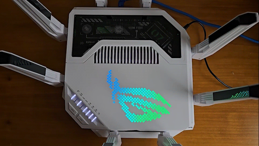 GIF متحرک نمایش نور روتر Asus ROG Rapture GT-BE19000AI