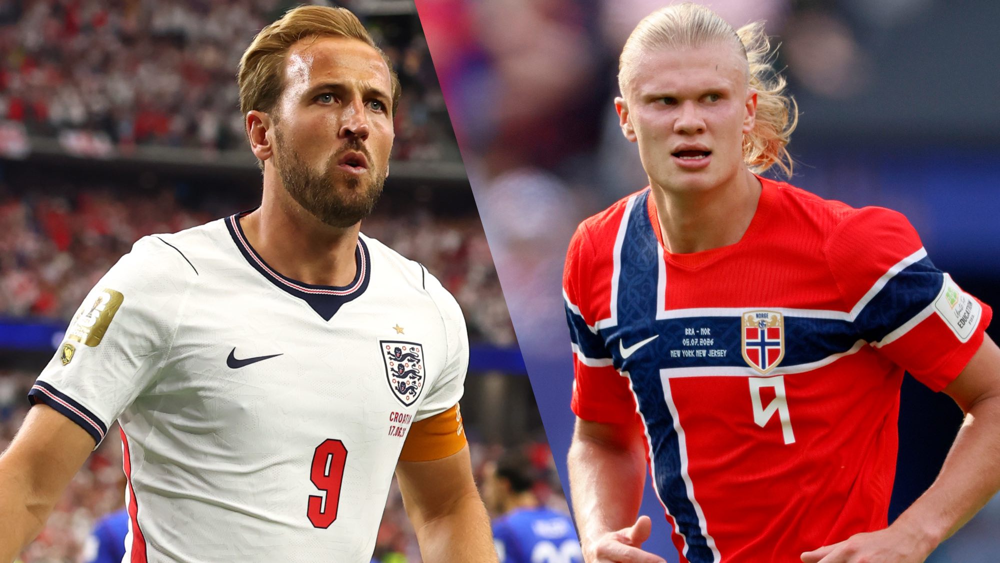 Harry Kane of England and Erling Haaland or Norway 