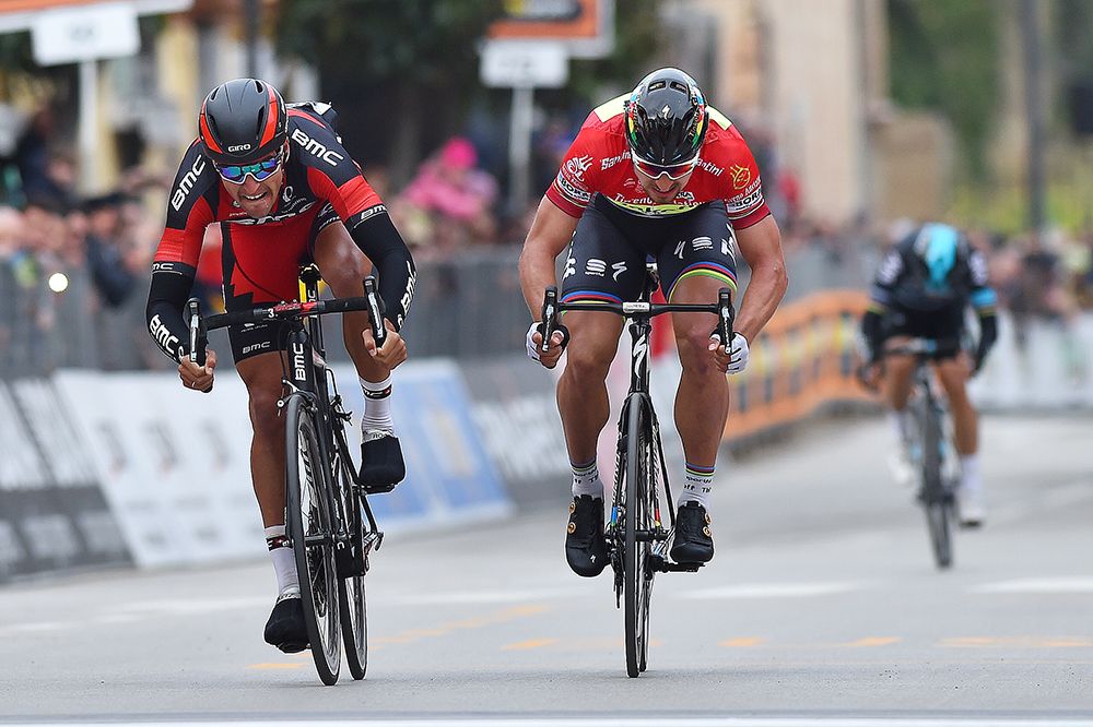 Greg van Avermaet (BMC Racing) gets the win over Peter Sagan (Tinkoff)
