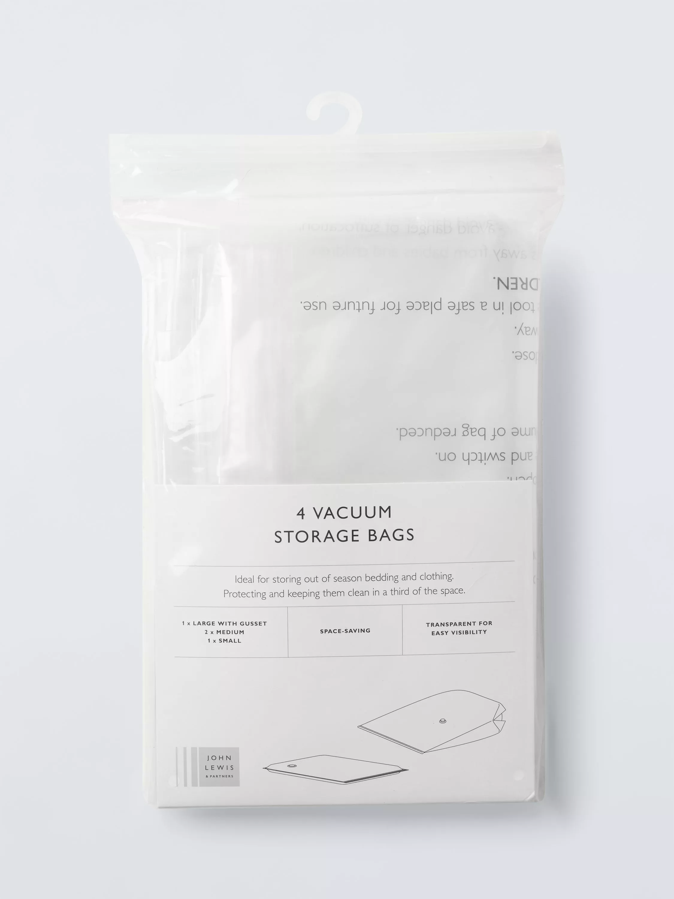 John Lewis Vacuum Storage Bags, Mixed, Set of 4