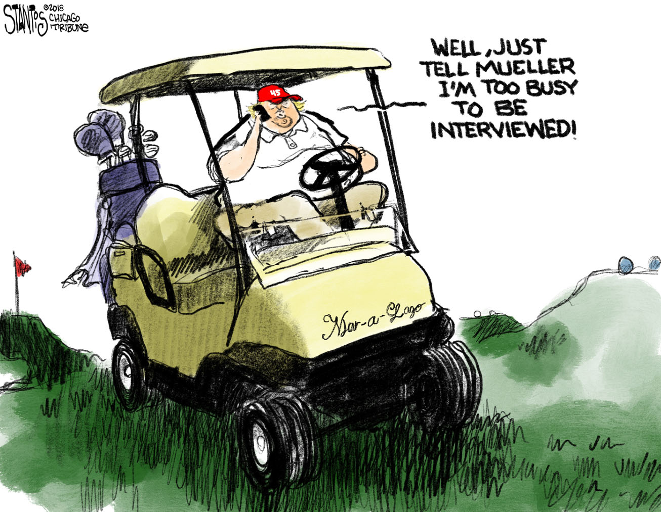 Political cartoon U.S. Trump Mueller Russia investigation golf | The Week