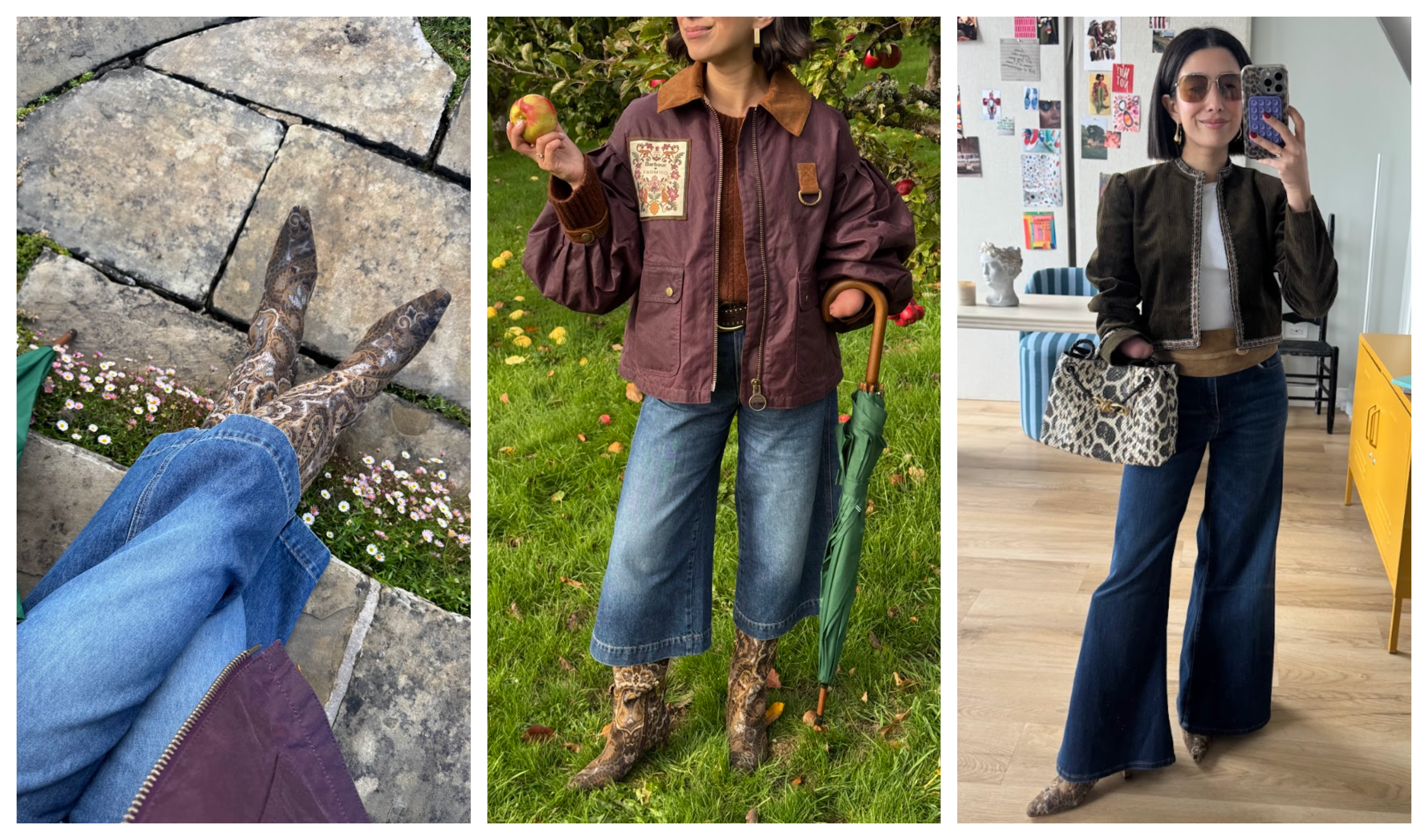 April Lockhart wearing brocade boots at her home