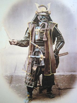 Photo of a Japanese samurai (in pants).