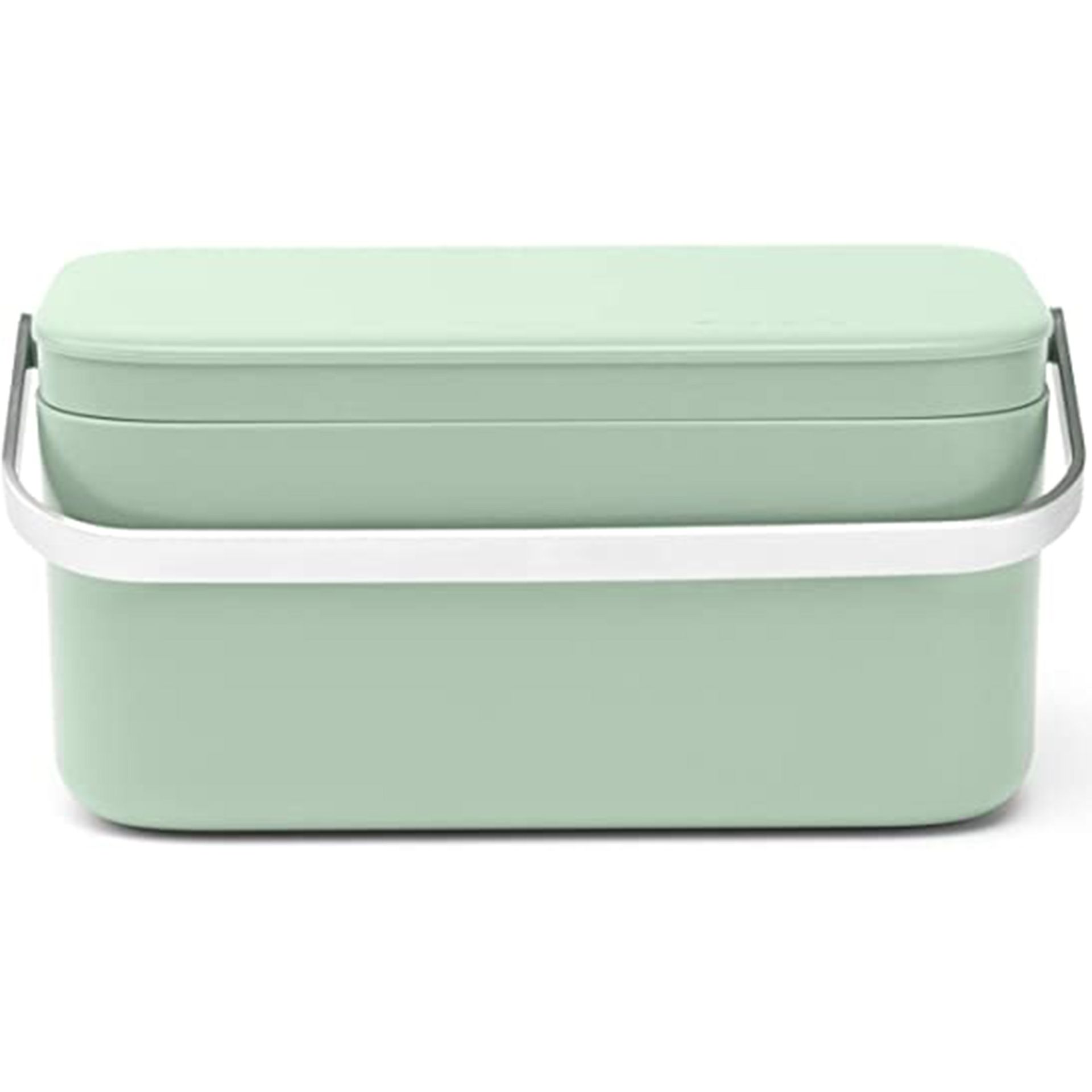 Tempat Sampah Makanan Brabantia (.48 Gal/Jade Green), Tempat Sampah Sisa Dapur dengan Tutup Tetap Terbuka dan Gagang Stainless Steel untuk Pengomposan