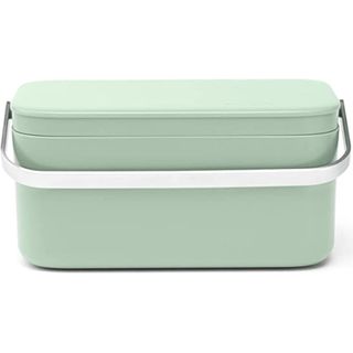 Brabantia Food Waste Caddy (0.48 Gal / Jade Green) Kitchen Leftovers Can with Stay-Open Lid & Stainless Steel Handle for Composting