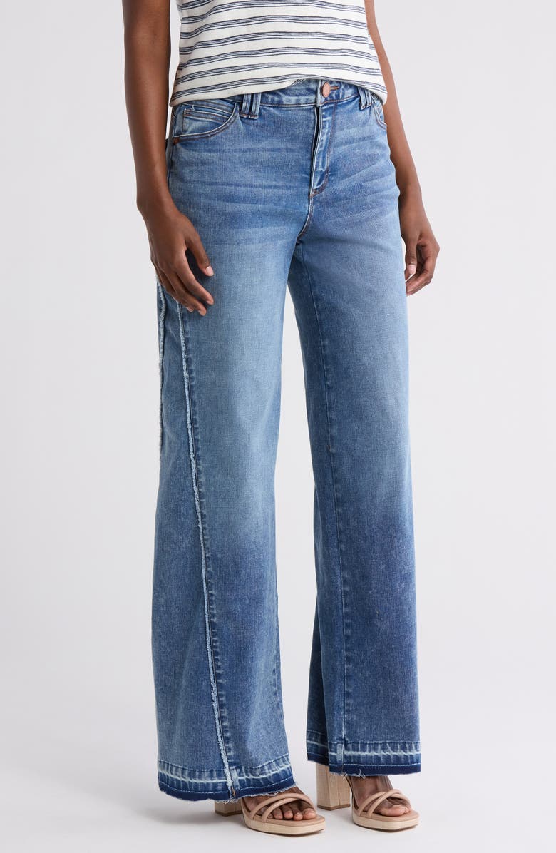 Wide Leg Paneled Raw Hem Jeans