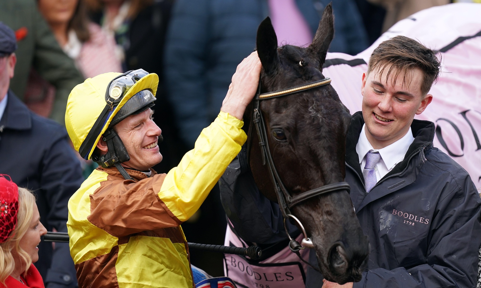 Galopin Des Champs with Paul Townend and Adam Connolly after one of his Cheltenham Gold Cup wins