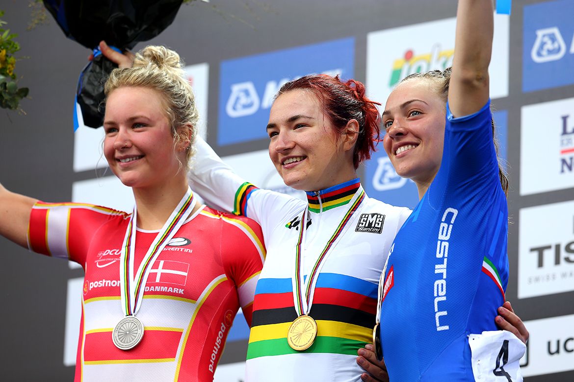 Emma Norsgaard Jorgensen, Elena Pirrone and Letizia Paternoster (L-R)
