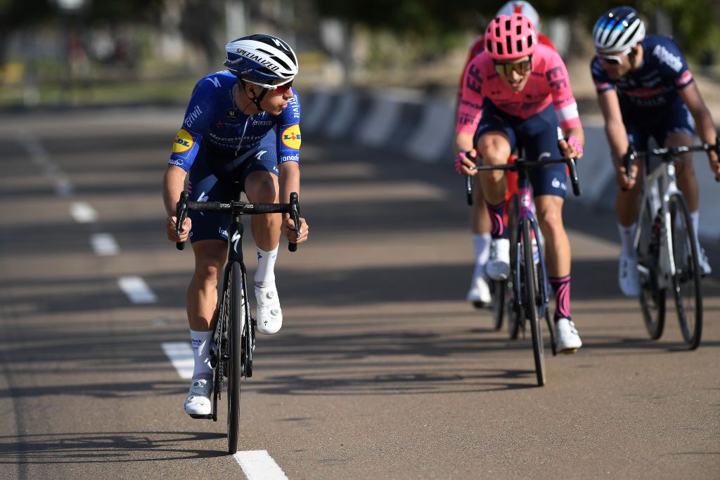 ABU DHABI UNITED ARAB EMIRATES FEBRUARY 21 Joao Almeida of Portugal and Team Deceuninck QuickStep during the 3rd UAE Tour 2021 Stage 1 a 176km stage from Al Dhafra Castle to Al Mirfa UAETour on February 21 2021 in Abu Dhabi United Arab Emirates Photo by Tim de WaeleGetty Images