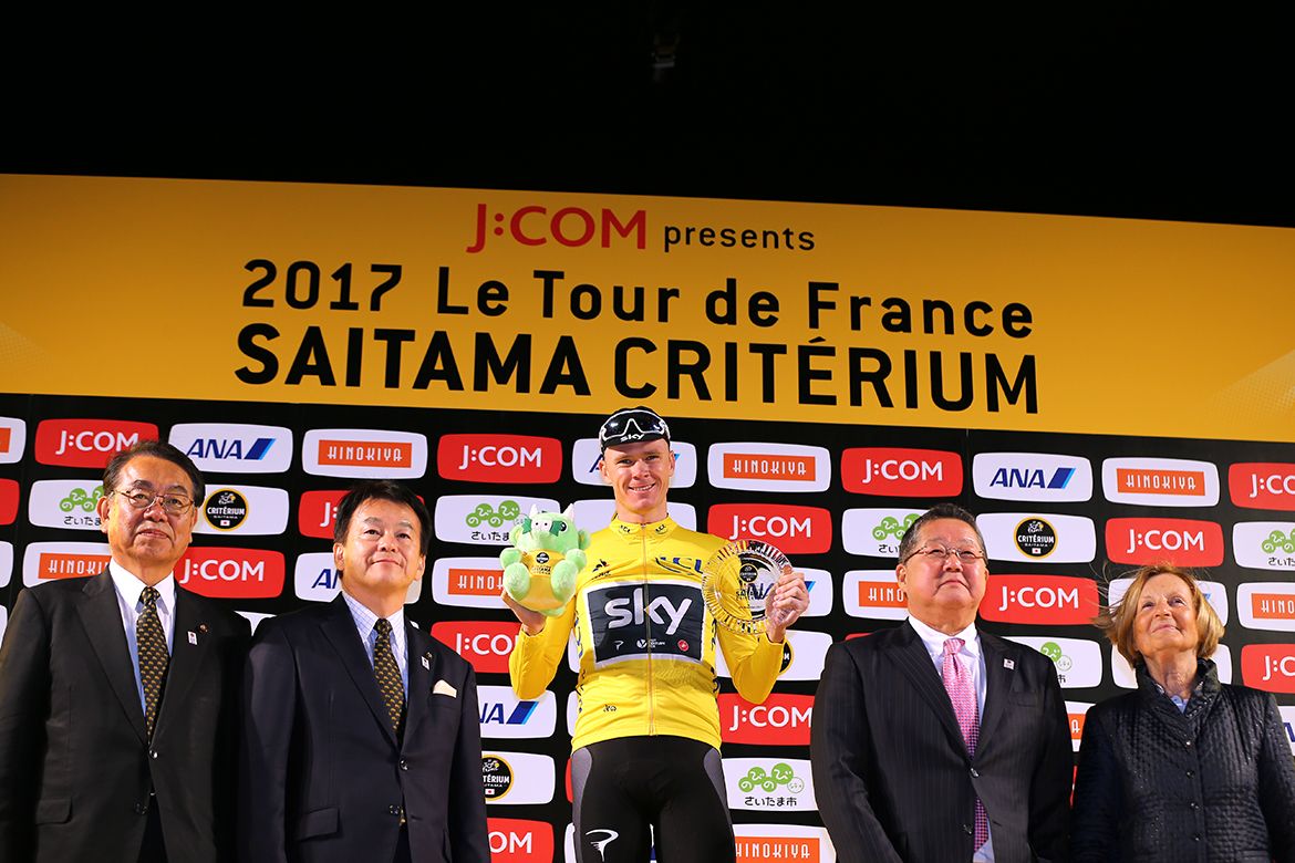 Chris Froome on duty in Saitama.