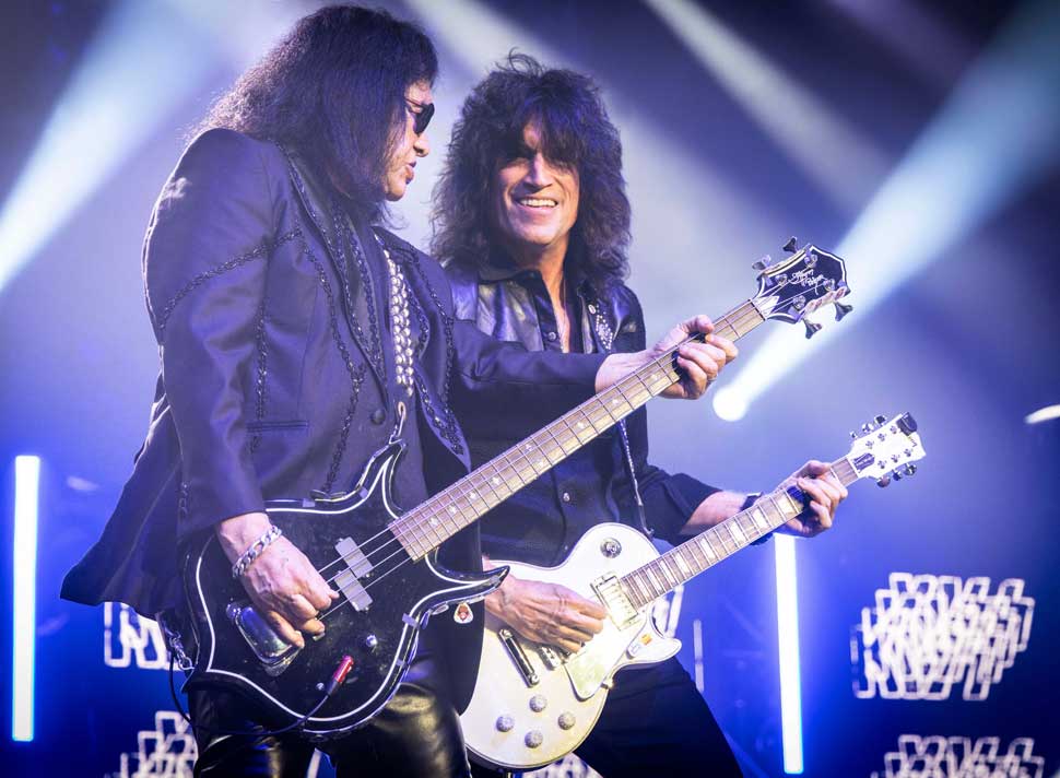 Gene Simmons and Tommy Thayer onstage in Las Vegas