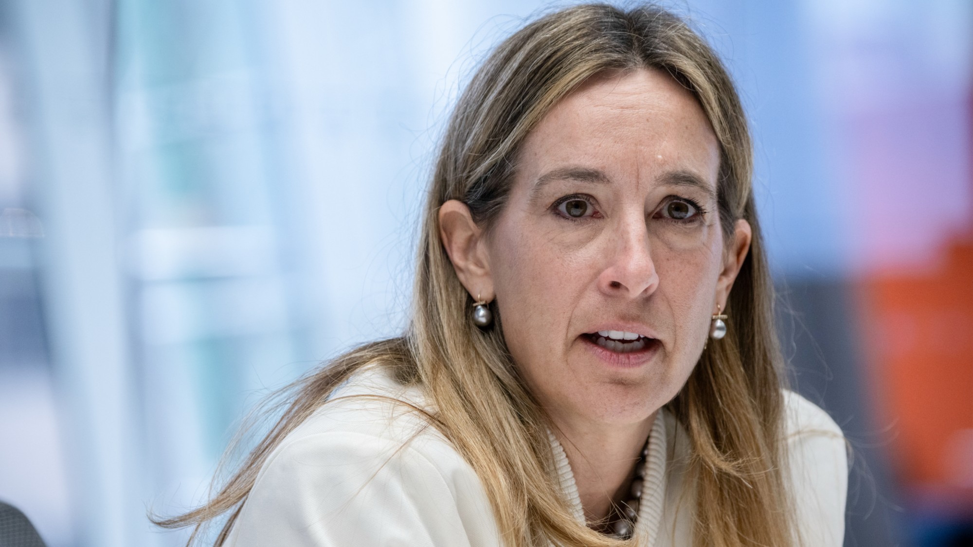 Representative Mikie Sherrill, a Democratic candidate for governor of New Jersey, during an interview in New York, US, on May 2, 2025.