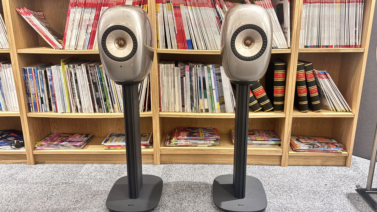 KEF LS Luxe wireless speaker system speakers in Titanium Grey