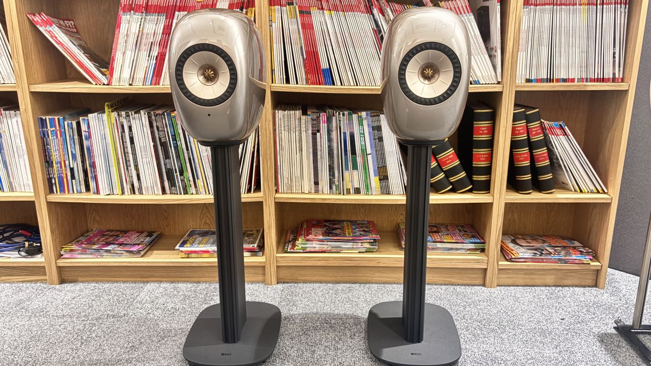 KEF LS Luxe wireless speaker system speakers in Titanium Grey