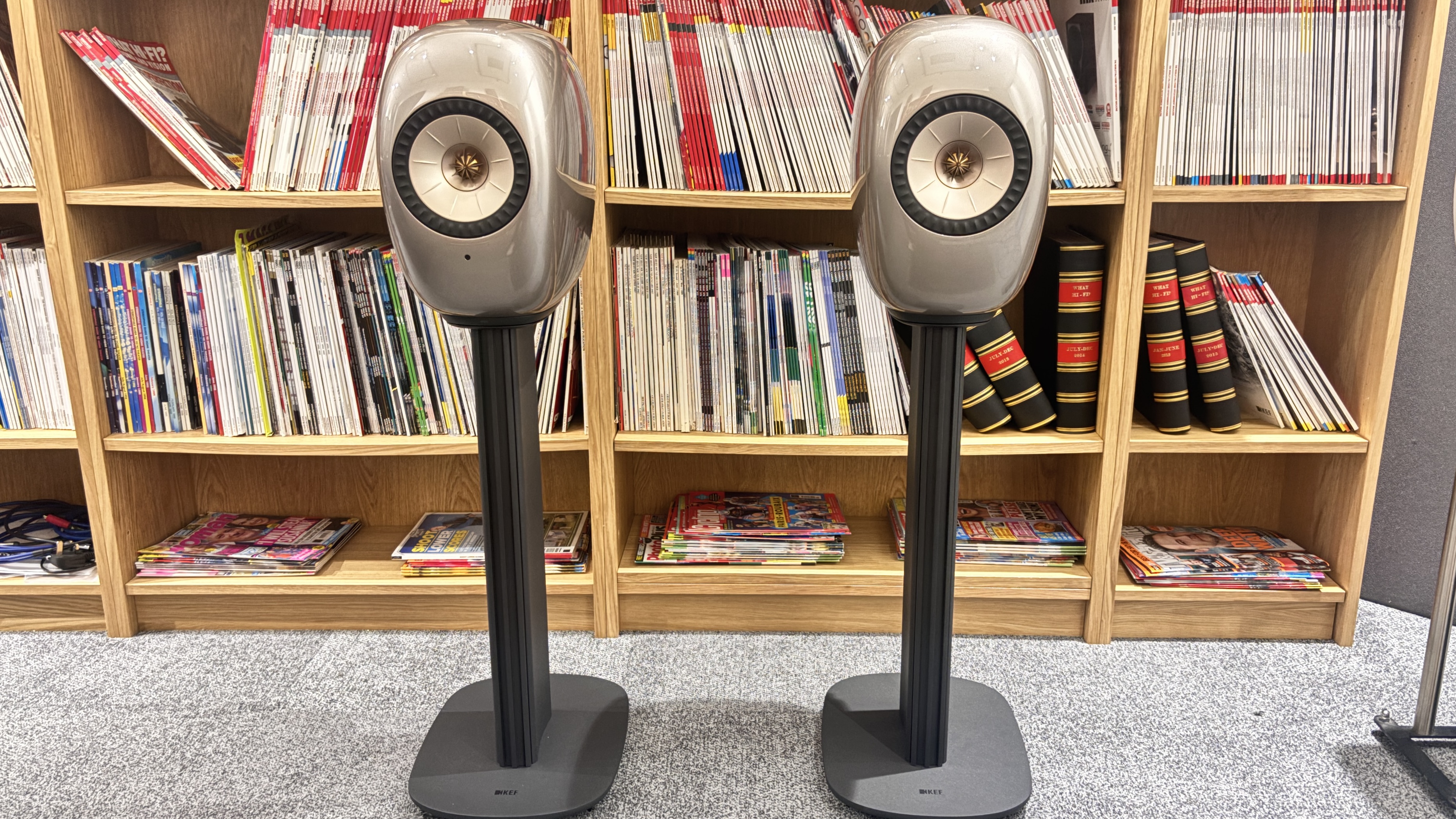 KEF LS Luxe wireless speaker system speakers in Titanium Grey