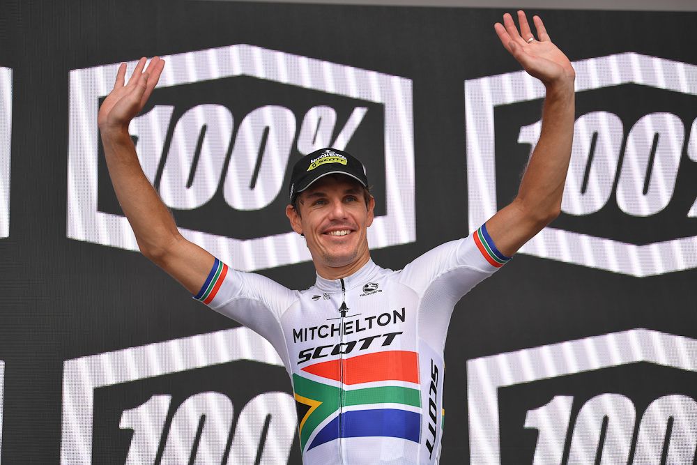 Daryl Impey on the Tour Down under podium after winning stage 4