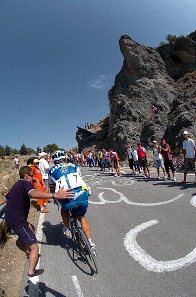 Yuriy Krivtsov (Ag2r) gets some help on the Monachil