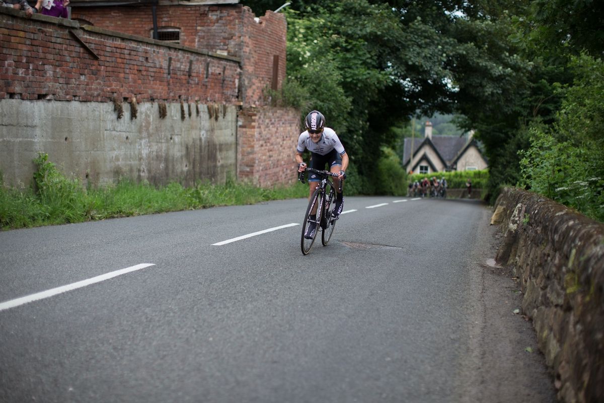 Emma Johansson (SWE) of Wiggle Hi5 Cycling Team tries to bridge the gap to the leaders during stage 4 of the Aviva Women's Tour 2016