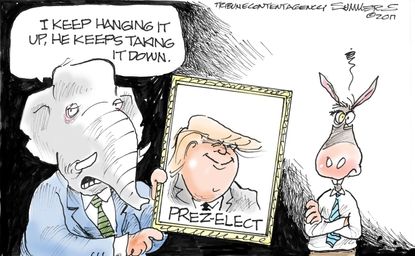 Political cartoon U.S. Donald Trump GOP disagreements