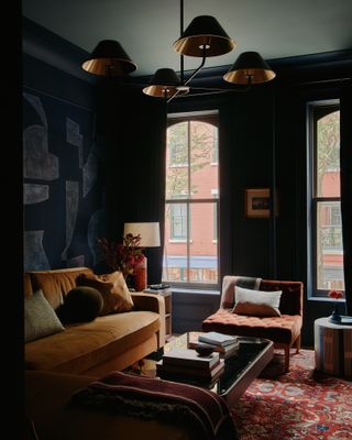 dark blue living room wallpaper