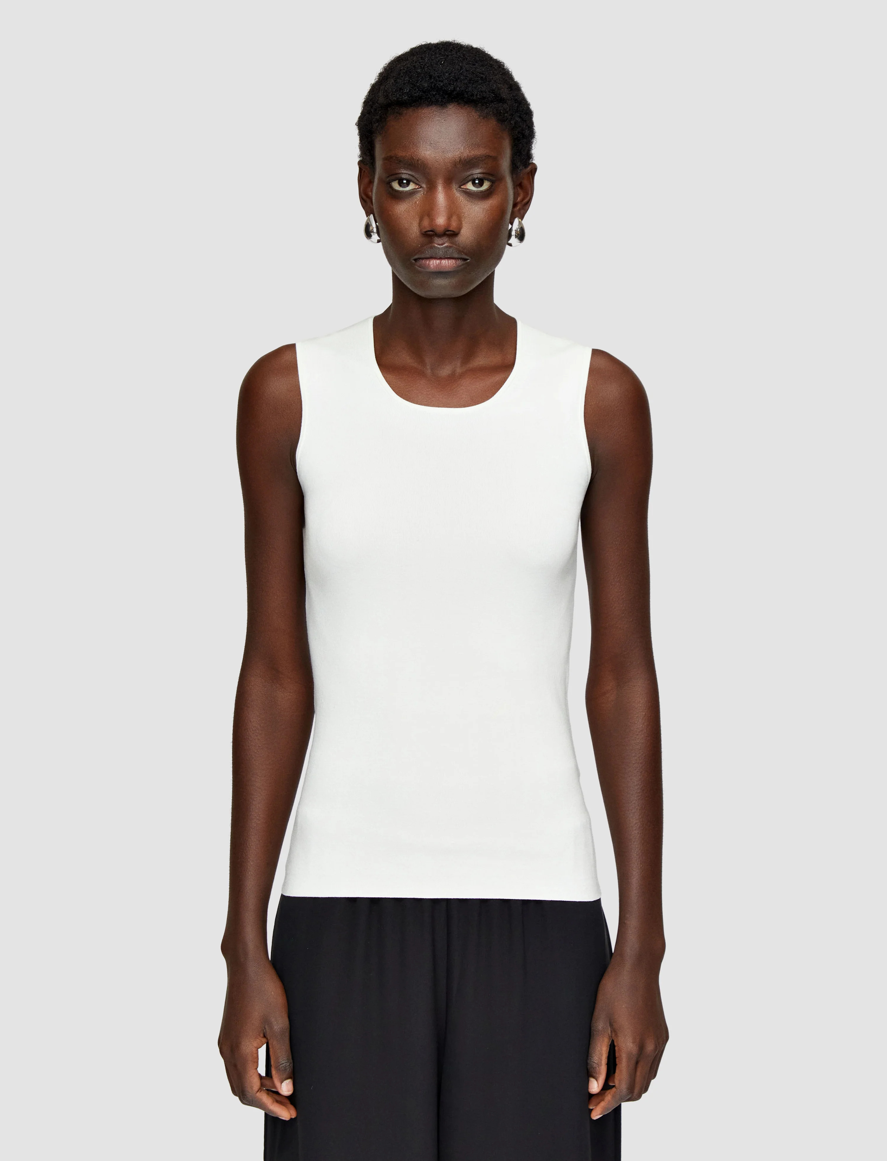White silk fitted tank top