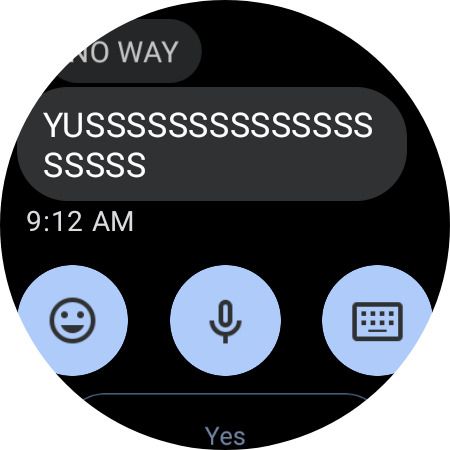 Input options on the Google Messages Wear OS app