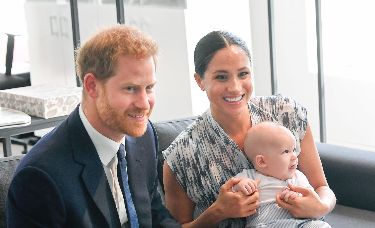 Prince Harry, Duke of Sussex, Meghan, Duchess of Sussex and their baby son Archie Mountbatten-Windsor meet Archbishop Desmond Tutu